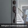 Kwikset Arlington Front Door Lock Handle and Deadbolt Set, Entry Handleset Exterior with Interior Reversible Lever, Venetian Bronze, Pick Resistant SmartKey Rekey Deadbolt Security, Requires 2 Holes(Venetian Bronze)