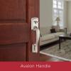 Kwikset Avalon Front Door Handle No Lock, Entry Handleset Exterior with Interior Reversible Handed Lever, Non-Locking, Satin Nickel, Deadbolt Not Included, with Microban Protection(Satin Nickel)