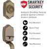 Kwikset Belleview Front Door Lock Handle and Deadbolt Set, Entry Handleset Exterior with Interior Door Knob, Satin Nickel, Pick Resistant SmartKey Rekey Deadbolt Security(Antique Brass)