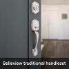 Kwikset Belleview Front Door Lock Handle and Deadbolt Set, Entry Handleset Exterior with Interior Door Knob, Satin Nickel, Pick Resistant SmartKey Rekey Deadbolt Security(Satin Nickel)