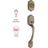 Kwikset Belleview Front Door Lock Handle and Deadbolt Set, Entry Handleset Exterior with Interior Door Knob, Satin Nickel, Pick Resistant SmartKey Rekey Deadbolt Security(Antique Brass)