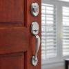 Kwikset Chelsea Front Door Lock Handle and Deadbolt Set, Entry Handleset Exterior with Interior Door Knob, Lifetime Polished Brass, Pick Resistant SmartKey Rekey Deadbolt Security(Satin Nickel)