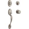 Kwikset Chelsea Front Door Lock Handle and Deadbolt Set, Entry Handleset Exterior with Interior Door Knob, Lifetime Polished Brass, Pick Resistant SmartKey Rekey Deadbolt Security(Satin Nickel)
