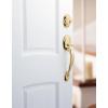 Kwikset Dakota Front Door Lock Handle and Deadbolt Set, Entry Handleset Exterior with Interior Door Knob, Polished Brass, Pick Resistant SmartKey Rekey Deadbolt Security