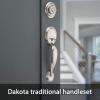 Kwikset Dakota Front Door Lock Handle and Deadbolt Set, Entry Handleset Exterior with Interior Door Knob, Satin Nickel, Pick Resistant SmartKey Rekey Deadbolt Security(Satin Nickel)