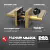 Kwikset Halifax Dummy Door Handle, Single Sided Lever for Closets, French Double Doors, and Pantry, Satin Brass Non-Turning Reversible Interior Push/Pull Lever, with Microban Protection, Square Rose(Dummy)