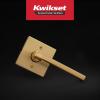 Kwikset Halifax Dummy Door Handle, Single Sided Lever for Closets, French Double Doors, and Pantry, Satin Brass Non-Turning Reversible Interior Push/Pull Lever, with Microban Protection, Square Rose(Dummy)