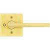 Kwikset Halifax Interior Privacy Door Handle with Lock, Door Lever For Bathroom and Bedroom, Satin Brass Reversible Keyless Push Button Lock Door Lever, with Microban Protection, Square Rose(Satin Brass)