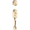 Kwikset Montara Front Door Lock Handle and Deadbolt Set, Entry Handleset Exterior with Interior Door Knob, Satin Nickel, Pick Resistant SmartKey Rekey Deadbolt Security(Polished Brass)