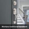 Kwikset Montara Front Door Lock Handle and Deadbolt Set, Entry Handleset Exterior with Interior Door Knob, Satin Nickel, Pick Resistant SmartKey Rekey Deadbolt Security(Satin Nickel)