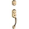 Kwikset Montara Front Door Lock Handle and Deadbolt Set, Entry Handleset Exterior with Interior Door Knob, Satin Nickel, Pick Resistant SmartKey Rekey Deadbolt Security(Polished Brass)