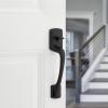 Kwikset Prague Front Door Handle No Lock, Entry Handleset Exterior with Interior Door Knob, Non-Locking, Matte Black, Deadbolt Not Included, with Microban Protection