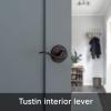 Kwikset Prescott Front Door Handle No Lock, Entry Handleset Exterior with Interior Reversible Handed Lever, Non-Locking, Satin Nickel, Deadbolt Not Included, with Microban Protection(Venetian Bronze)