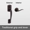 Kwikset Prescott Front Door Handle No Lock, Entry Handleset Exterior with Interior Reversible Handed Lever, Non-Locking, Satin Nickel, Deadbolt Not Included, with Microban Protection(Venetian Bronze)