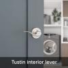 Kwikset Prescott Front Door Handle No Lock, Entry Handleset Exterior with Interior Reversible Handed Lever, Non-Locking, Satin Nickel, Deadbolt Not Included, with Microban Protection(Satin Nickel)