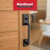 Kwikset San Clemente Front Door Handle No Lock, Entry Handleset Exterior with Interior Reversible Handed Lever, Non-Locking, Matte Black, Deadbolt Not Included, with Microban Protection