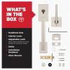 Kwikset San Clemente Front Door Handle No Lock, Entry Handleset Exterior with Interior Reversible Handed Lever, Non-Locking, Satin Nickel, Deadbolt Not Included, with Microban Protection