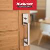Kwikset San Clemente Front Door Handle No Lock, Entry Handleset Exterior with Interior Reversible Handed Lever, Non-Locking, Satin Nickel, Deadbolt Not Included, with Microban Protection