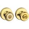 Kwikset Tylo Entry Door Knob with Lock and Key, Secure Keyed Handle Exterior, Front Entrance and Bedroom, Satin Nickel, Pick Resistant SmartKey Rekey Security and Microban(Polished Brass)