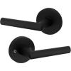 Kwikset 91540-030 Milan Door Handle Lever with Modern Contemporary Slim Round Design for Home Hallway or Closet Passage in Iron Black