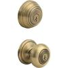 Kwikset 99910-035 Juno Entry Door Knob and Single Cylinder Deadbolt Combo Pack, 3, Venetian Bronze(Antique Brass)