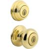 Kwikset 99910-035 Juno Entry Door Knob and Single Cylinder Deadbolt Combo Pack, 3, Venetian Bronze(Polished Brass)