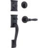 Kwikset Ashfield Front Door Lock Handle and Deadbolt Set, Entry Handleset Exterior with Interior Reversible Lever, Venetian Bronze, Pick Resistant SmartKey Rekey Deadbolt Security