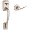 Kwikset Avalon Front Door Handle No Lock, Entry Handleset Exterior with Interior Reversible Handed Lever, Non-Locking, Satin Nickel, Deadbolt Not Included, with Microban Protection(Satin Nickel)