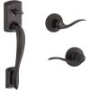 Kwikset Avalon Front Door Handle No Lock, Entry Handleset Exterior with Interior Reversible Handed Lever, Non-Locking, Venetian Bronze, Deadbolt Not Included, with Microban Protection