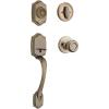 Kwikset Belleview Front Door Lock Handle and Deadbolt Set, Entry Handleset Exterior with Interior Door Knob, Satin Nickel, Pick Resistant SmartKey Rekey Deadbolt Security(Antique Brass)