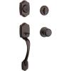Kwikset Belleview Front Door Lock Handle and Deadbolt Set, Entry Handleset Exterior with Interior Door Knob, Satin Nickel, Pick Resistant SmartKey Rekey Deadbolt Security(Brown)