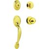 Kwikset Dakota Front Door Lock Handle and Deadbolt Set, Entry Handleset Exterior with Interior Door Knob, Satin Nickel, Pick Resistant SmartKey Rekey Deadbolt Security(Polished Brass)