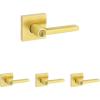 Kwikset Halifax Entry Door Handle with Lock and Key, Secure Keyed Reversible Lever Exterior, For Front Entrance and Bedrooms, Satin Brass, Pick Resistant Smartkey Rekey Security and Microban(Keyed Entry (Pack of 4))