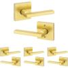Kwikset Halifax Interior Passage Door Handle, Lever For Closet and Hallway Doors, Reversible Non-Locking Handle Lever, Satin Brass, with Microban Protection(Passage (Pack of 4))
