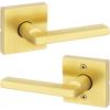 Kwikset Halifax Interior Passage Door Handle, Lever For Closet and Hallway Doors, Reversible Non-Locking Handle Lever, Satin Brass, with Microban Protection(Passage)