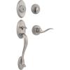 Kwikset Shelburne Front Door Lock Handle and Deadbolt Set, Entry Handleset Exterior with Interior Reversible Lever, Satin Nickel, Pick Resistant SmartKey Rekey Deadbolt Security