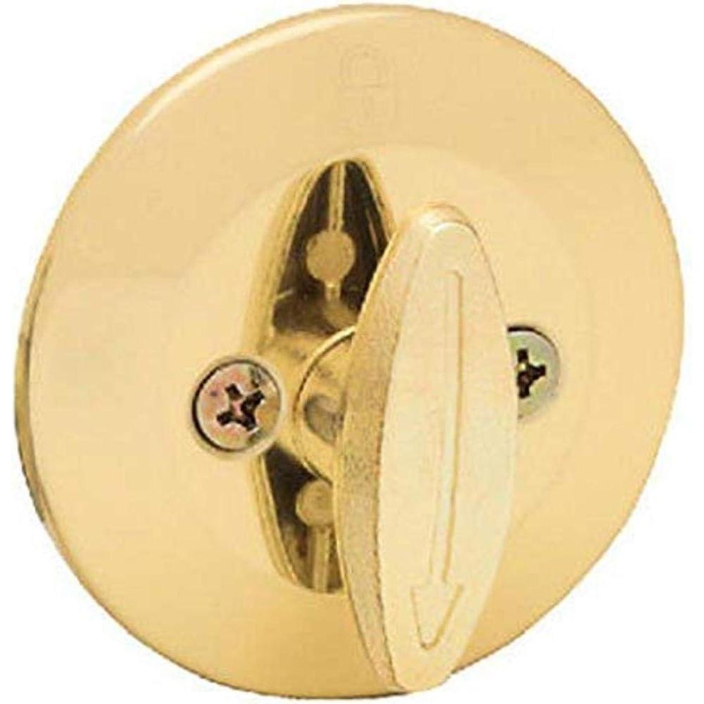 imageKwikset 663 Deadbolt Unkeyed Deadbolt Lock Satin Chrome Round Interior Turn Piece for Front Entry Door with Latch and Adapter No Exterior AssemblyPolished Brass