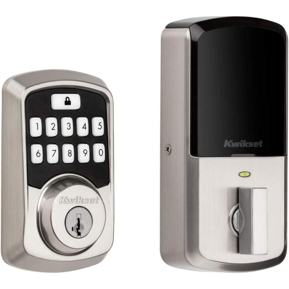 imageKwikset 99420002 Aura Bluetooth Programmable Keypad Door Lock Deadbolt Featuring SmartKey Security Venetian BronzeSatin Nickel