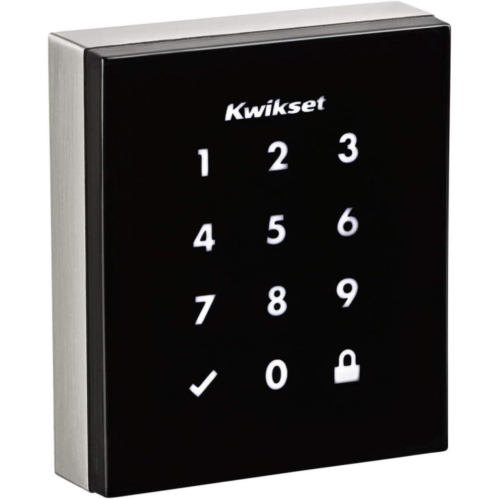 imageKwikset 99540001 Obsidian Keyless Entry Door Lock ZWave Plus Electronic Touchscreen Deadbolt Satin Nickel