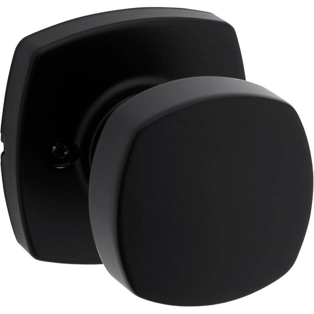 imageKwikset Arroyo Knob Interior Privacy Door Knob with Lock Door Handle For Bathroom and Bedroom Matte Black Keyless Turn Lock Doorknob with Microban ProtectionMatte Black