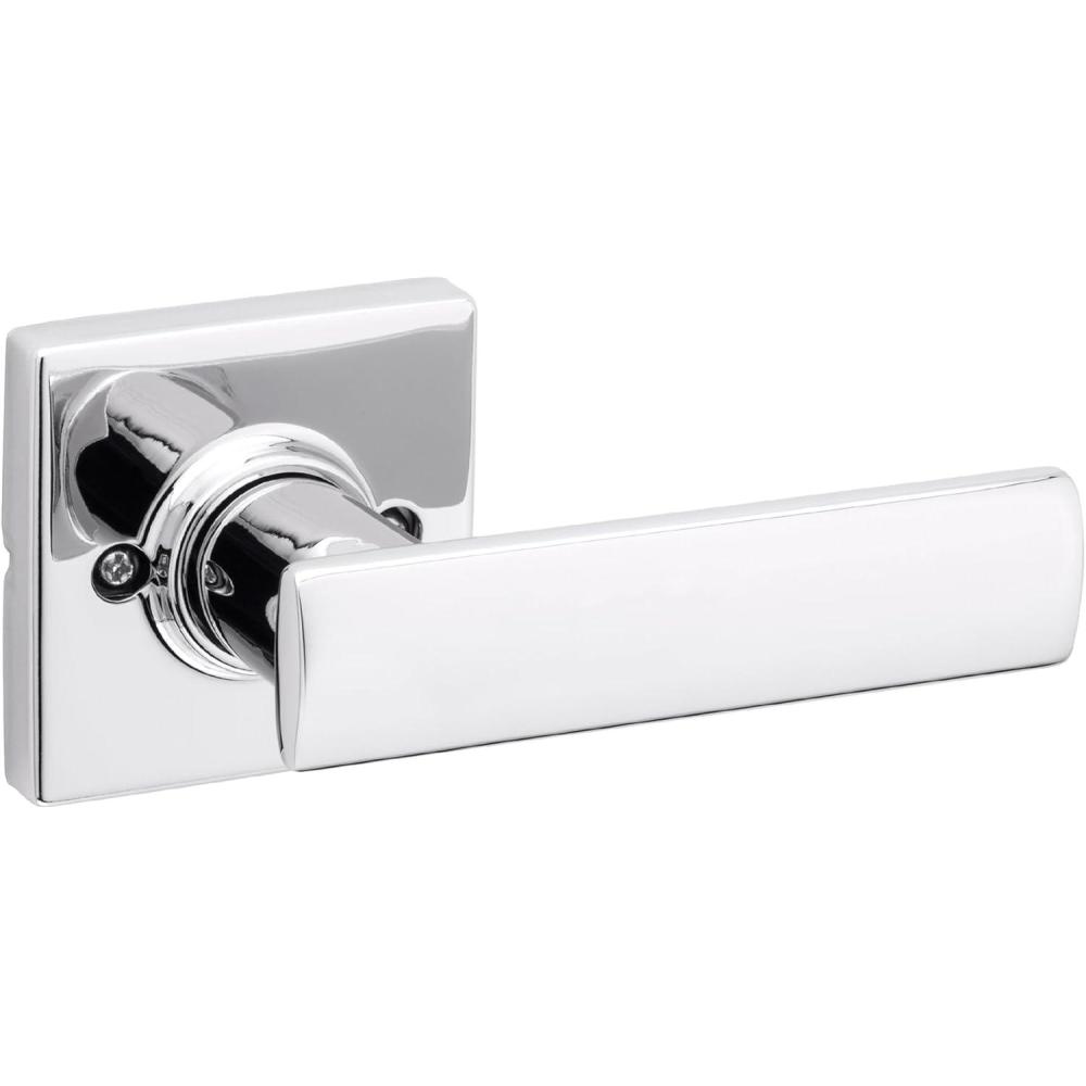 imageKwikset Breton Interior Passage Door Handle 10 Pack Lever for Closet and Hallway Doors Reversible NonLocking Handle Lever Matte Black with Microban ProtectionPolished Chrome