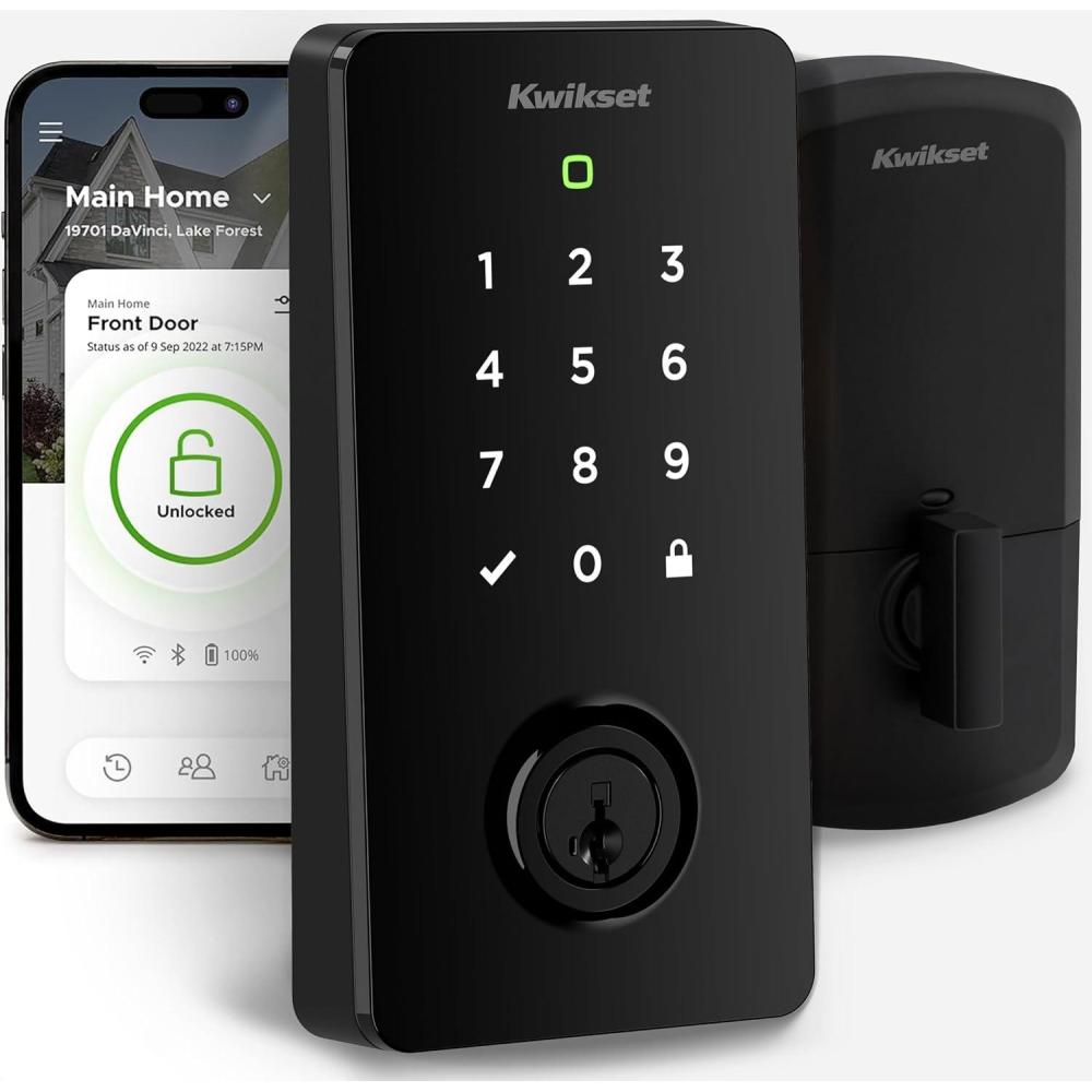imageKwikset Halo Select Smart Lock Keyless Entry Door Lock WiFi and Matter Enabled Deadbolt No Hub Needed Geofence AutoUnlock Grade AAA Certified Easy Install Matte Black Lifetime Finish WarrantyMatte Black