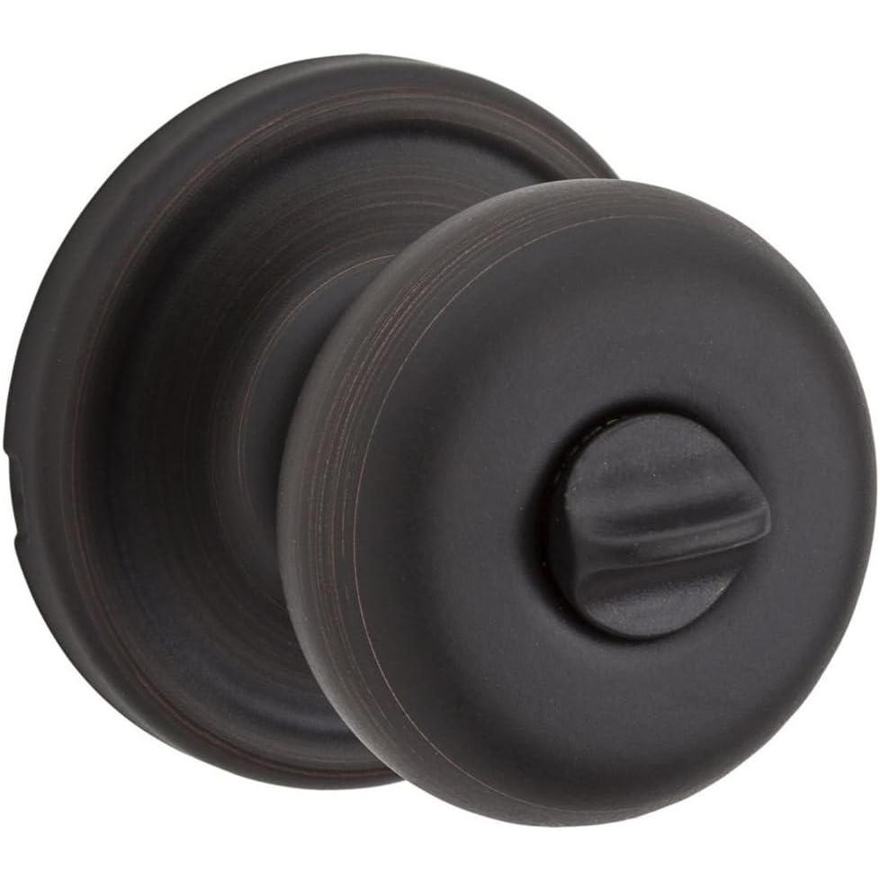 imageKwikset Hancock Interior Privacy Door Knob with Lock Door Handle For Bathroom and Bedroom Venetian Bronze Keyless Turn Lock Doorknob with Microban ProtectionPrivacy