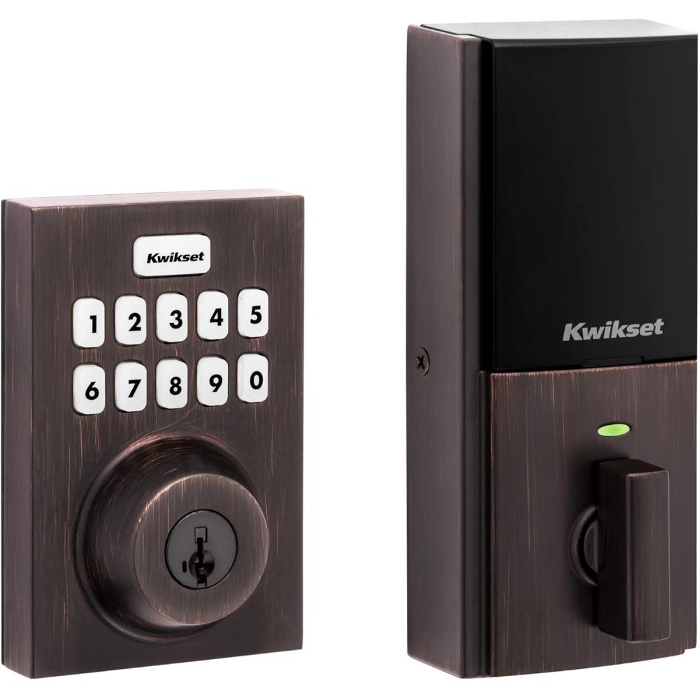 imageKwikset Home Connect 620 Smart Lock Deadbolt with ZWave Technology Works with Ring Alarm Samsung Smartthings and More ZWave Hub Required Contemporary Design in Venetian BronzeVenetian Bronze