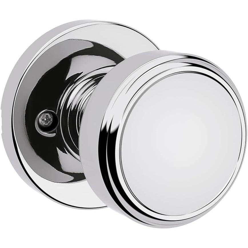 imageKwikset Maven Dummy Door Knob Single Sided Handle for Closets French Double Doors and Pantry Polished Chrome NonTurning Round Interior PushPull Door Knob with Microban Protection