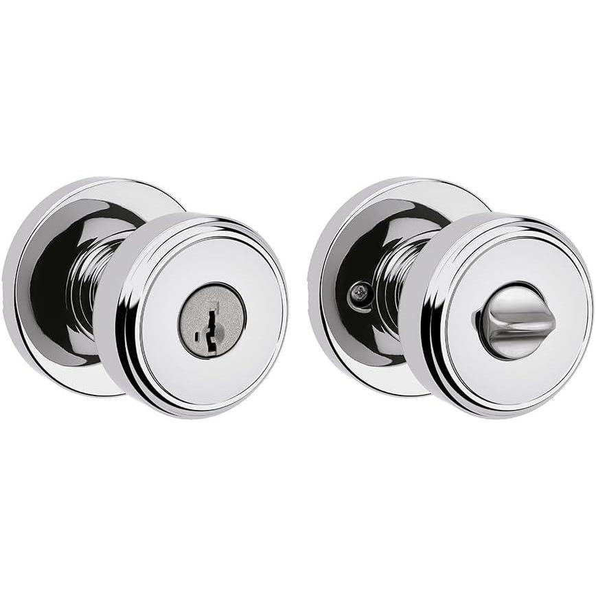 imageKwikset Maven Entry Door Knob with Lock and Key Secure Keyed Handle Exterior Front Entrance and Bedroom Satin Nickel 10 Pack Pick Resistant SmartKey Rekey Security and MicrobanPolished Chrome