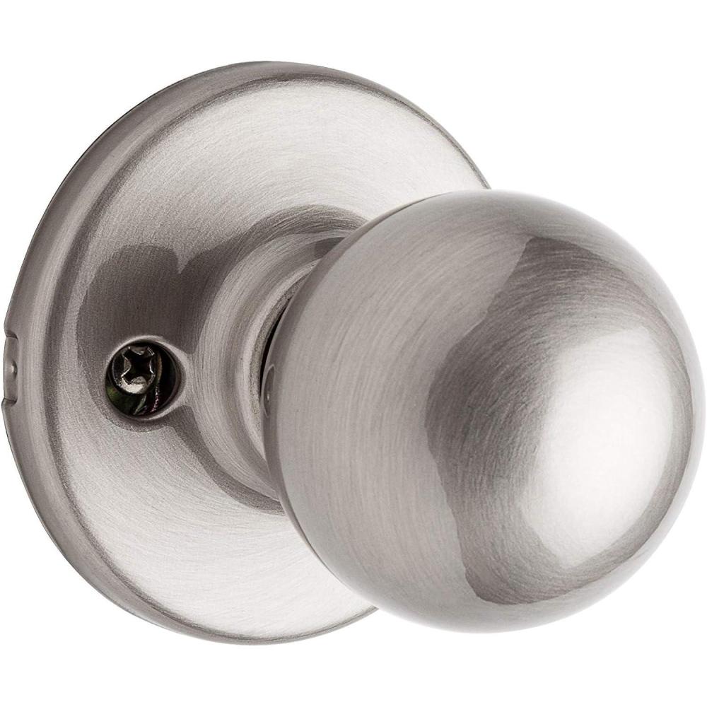 imageKwikset Polo Dummy Door Knob Single Sided Handle for Closets French Double Doors and Pantry Satin Nickel NonTurning Interior PushPull Door Knob with Microban ProtectionSatin Nickel