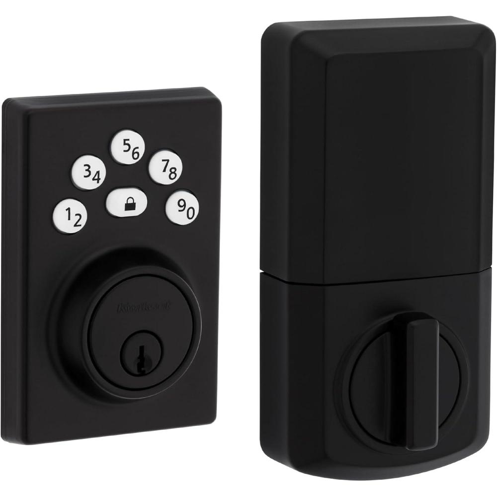 imageKwikset Powerbolt 240 5Button Keypad Satin Nickel Traditional Electronic Deadbolt Door Lock Featuring Convenient keyless Entry Customizable User Codes and auto LockingMatte Black