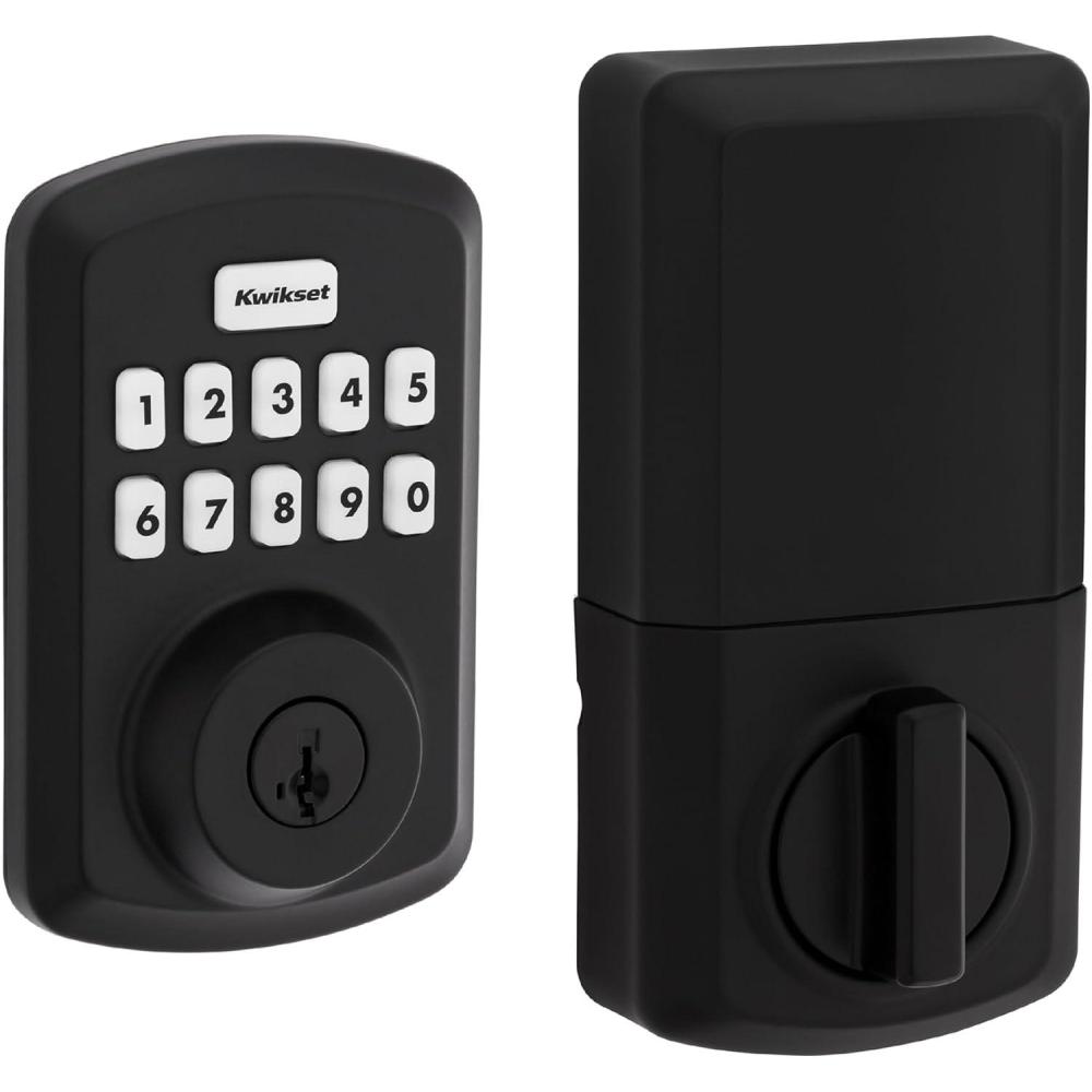 imageKwikset Powerbolt 250 10Button Keypad Venetian Bronze Transitional Electronic Deadbolt Door Lock Featuring Convenient Keyless Entry Customizable User Codes and Auto LockingMatte Black