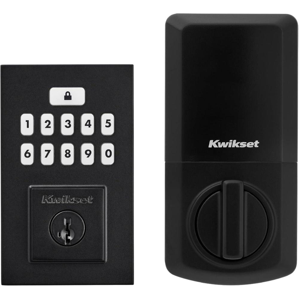 imageKwikset SmartCode 260 Keyless Entry Electronic Keypad Deadbolt Door Lock with AutoLock Custom User Codes Advanced Security in Venetian Bronze TraditionalMatte Black